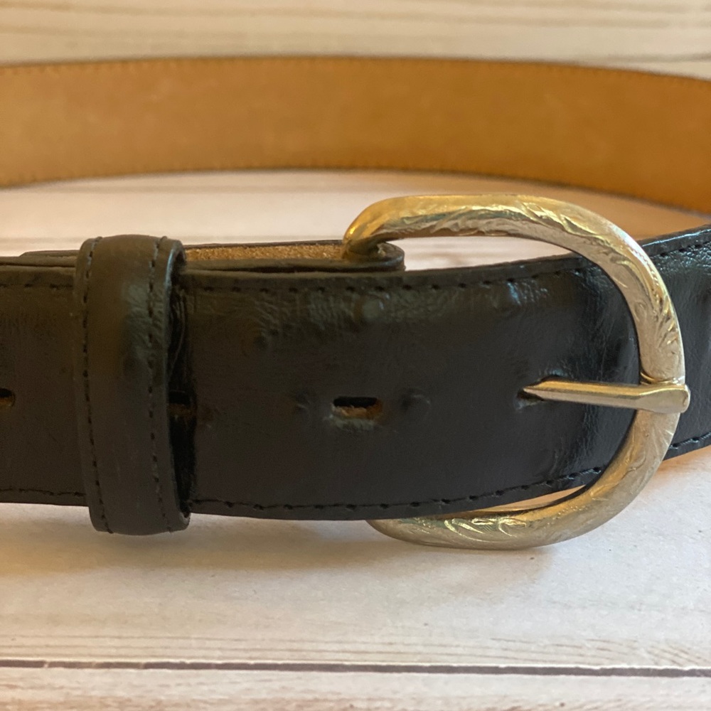 Men’s Black Leather Western Silver Creek Belt 34
